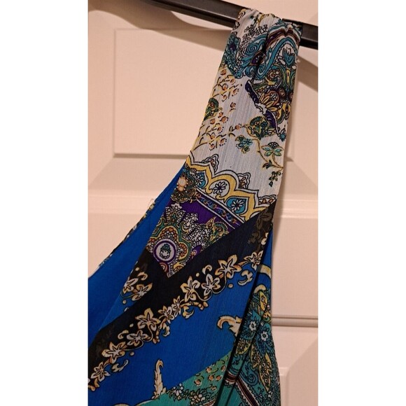 NorthStyle Maxi Dress 16 Paisley Sleeveless Blue White Purple V-Neck Polyester - Picture 7 of 16